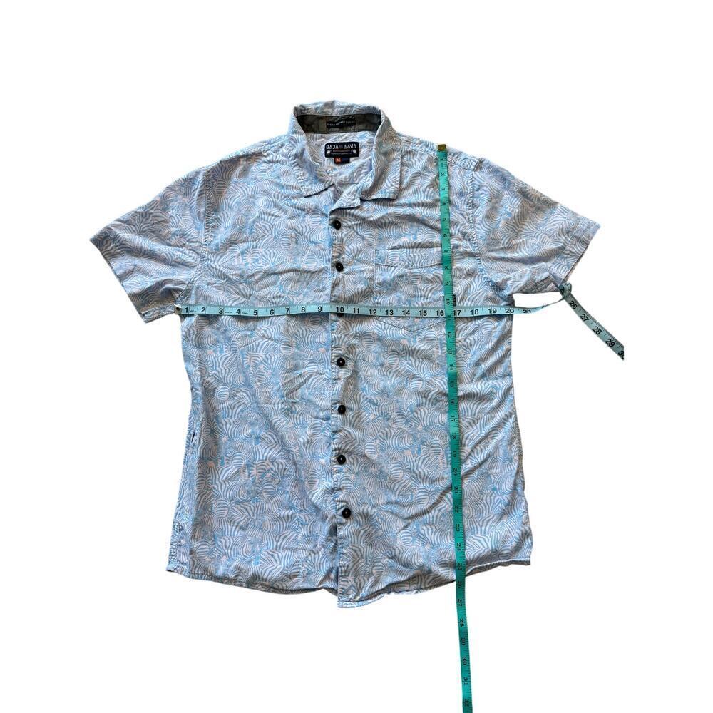 BAJA LLAMA short sleeve shirt, Medium; Blue & White Pattern; Lightweight